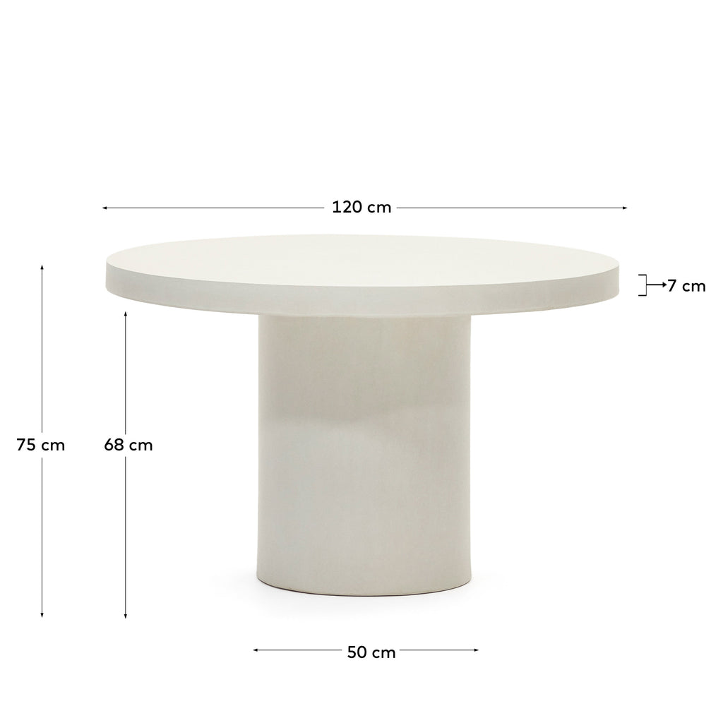 Table ronde Aiguablava en ciment blanc Ø 120 cm