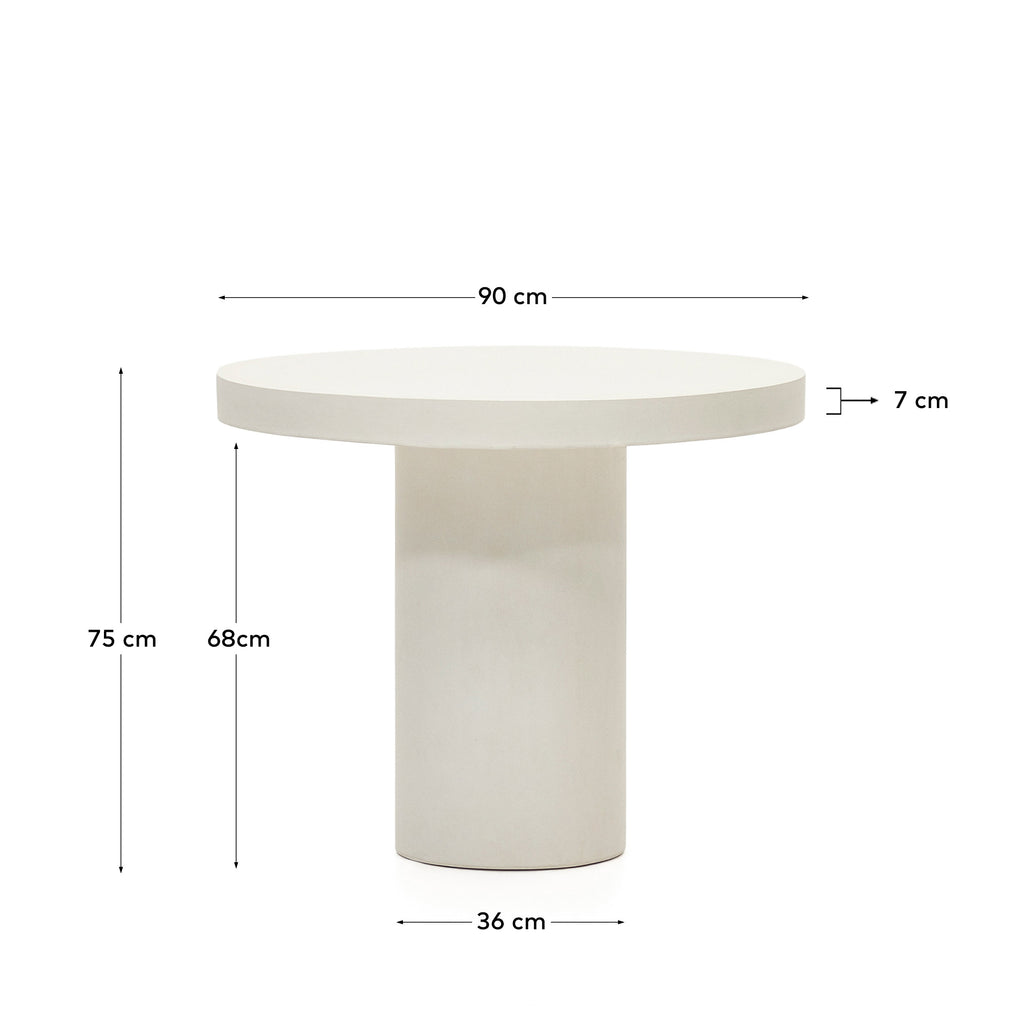 Table ronde Aiguablava en ciment blanc Ø 90 cm