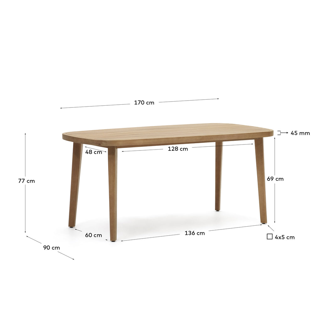 Table de jardin 100 % d'extérieur Maset en bois d'eucalyptus 170 x 90 cm FSC