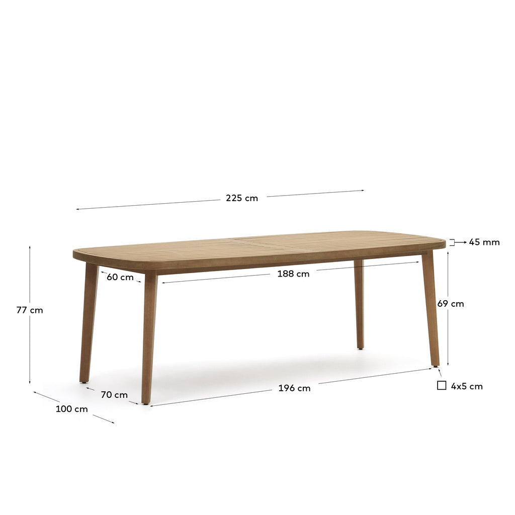 Table de jardin 100 % d'extérieurMaset en bois d'eucalyptus 225 x 100 cm FSC