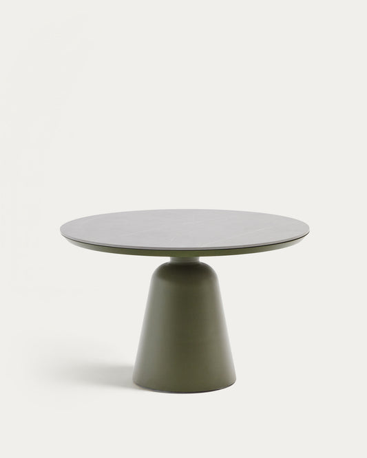Table d’extérieur Tudons en aluminium et plateau en céramique, couleur verte Ø120 cm