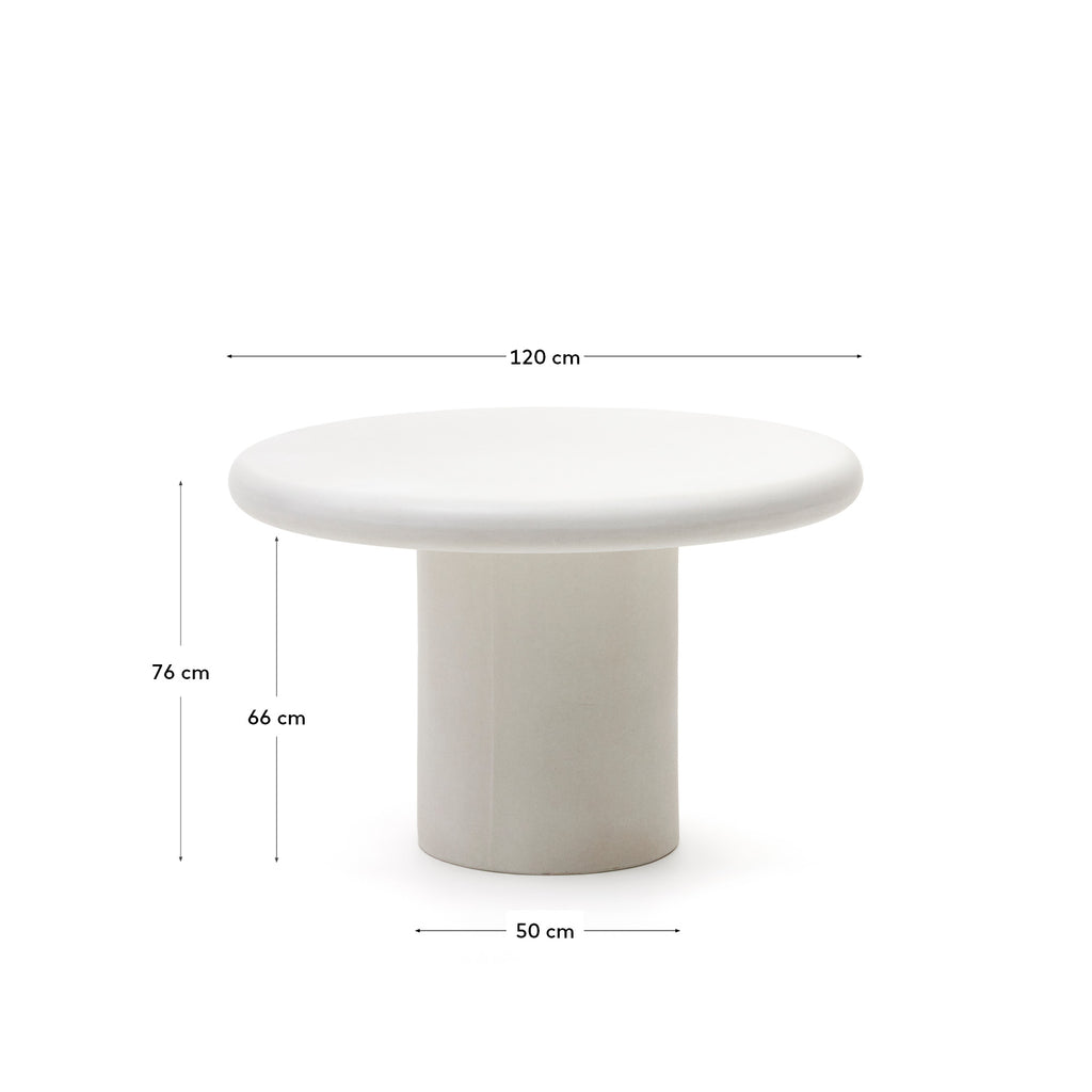 Table ronde Addaia en ciment blanc Ø120 cm