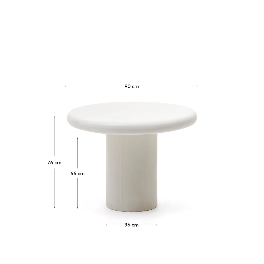 Table ronde Addaia en ciment blanc Ø90 cm