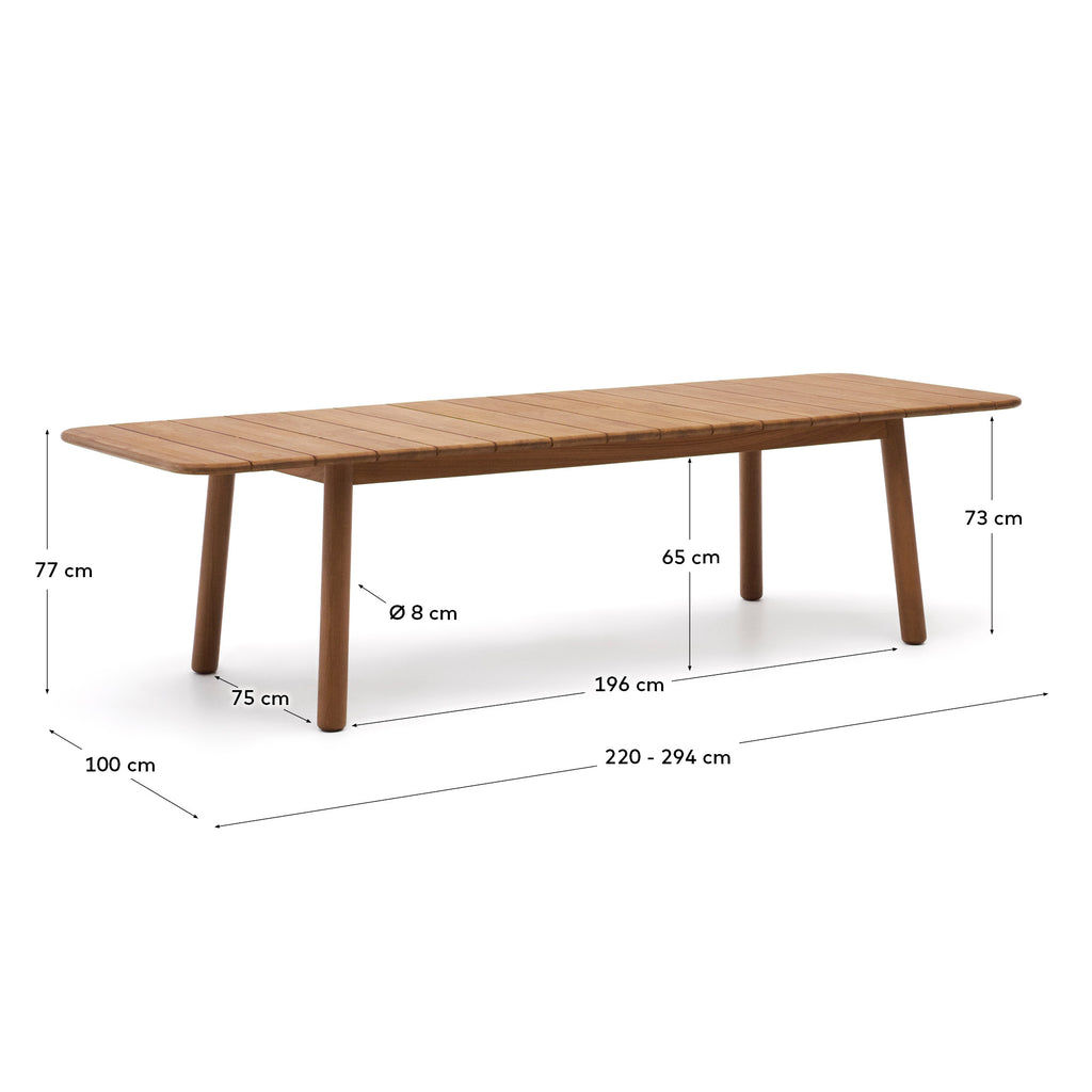 Table extensible Turqueta en bois de teck 220(294) x 100 cm FSC 100 %