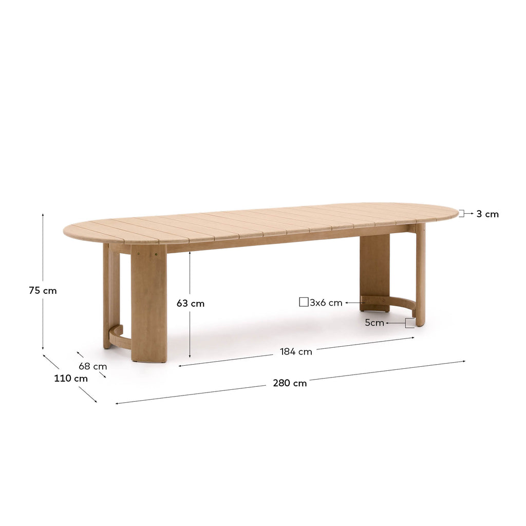 Table Xoriguer en bois d’eucalyptus 280 x 110 cm FSC 100 %