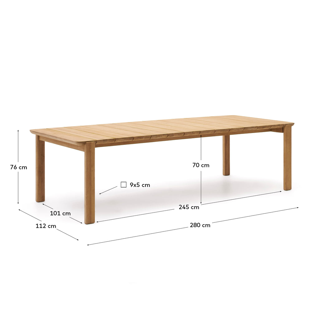 Table Icaro en bois de teck 280 x 112 cm FSC 100%