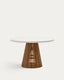 Table ronde d'extérieur Alcaufar en bois de teck et ciment blanc Ø 120 cm