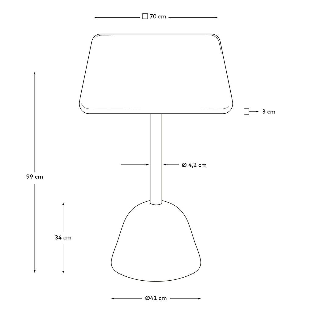 Table haute de bar Saura en terrazzo blanc avec plateau en terrazzo blanc 95 x 70 x 70 cm