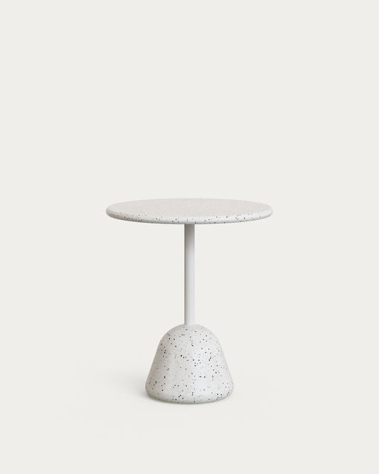 Table Saura en terrazzo blanc avec plateau en terrazzo blanc 75 x Ø70