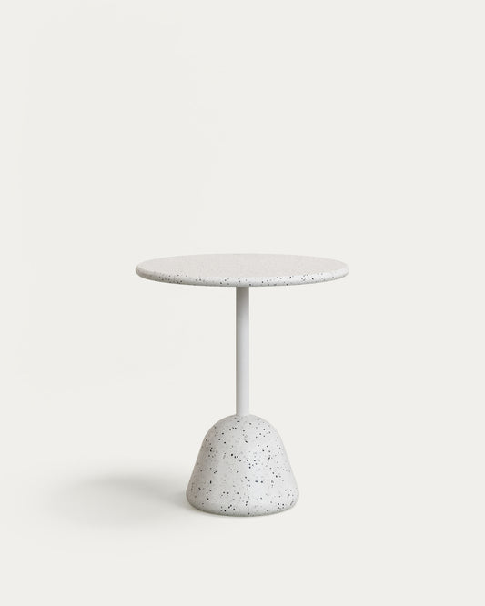 Table Saura en terrazzo blanc avec plateau en terrazzo blanc 75 x Ø70