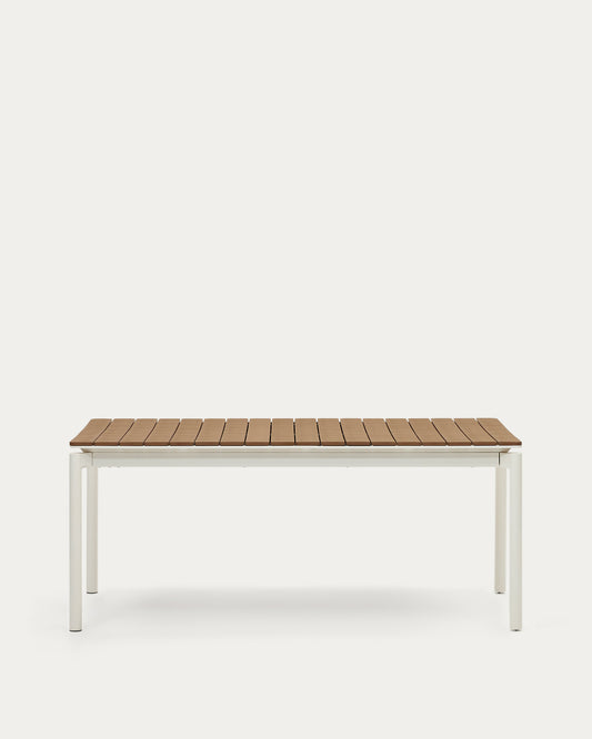 Table extensible de jardin Canyelles en bois d'œuvre en plastique et aluminium blanc mat 180(240) x 100 cm