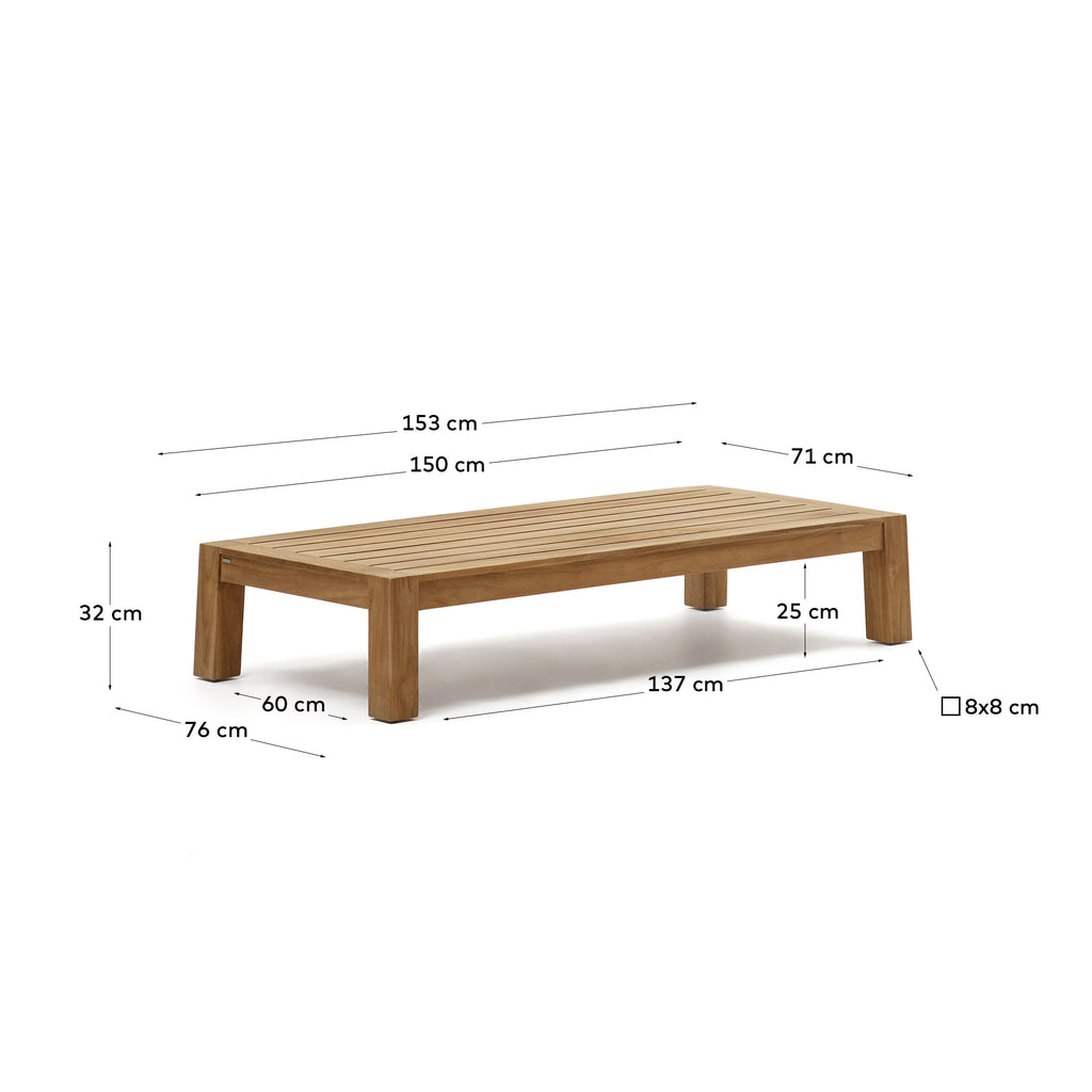 Table basse Forcanera en bois de teck 150 x 71 cm