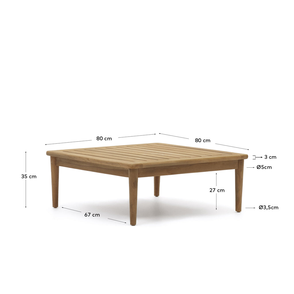 Table basse Portitxol en bois de teck 80 x 80 cm
