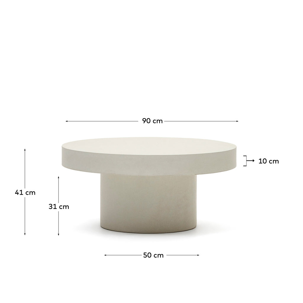 Table basse ronde Aiguablava en ciment blanc Ø 90 cm