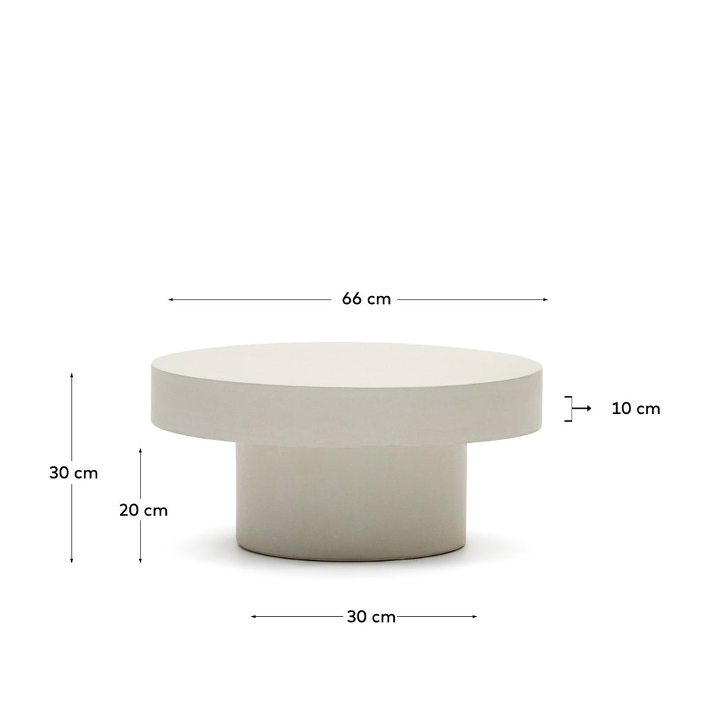 Table basse ronde Aiguablava en ciment blanc Ø 66 cm