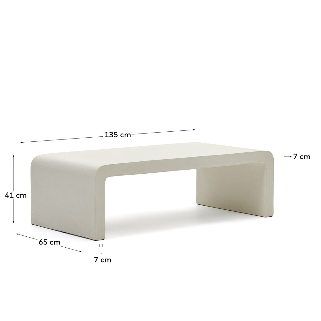 Table basse Aiguablava en ciment blanc 135 x 65 cm
