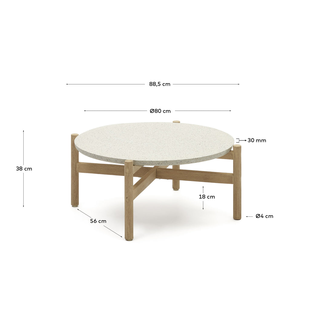 Table basse Pola en ciment et bois d'eucalyptus Ø 84,4 cm FSC