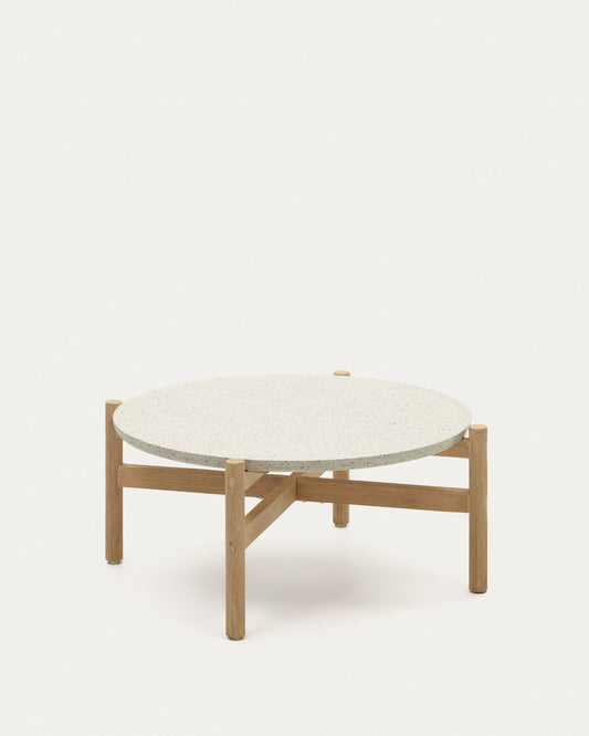 Table basse Pola en ciment et bois d'eucalyptus Ø 84,4 cm FSC