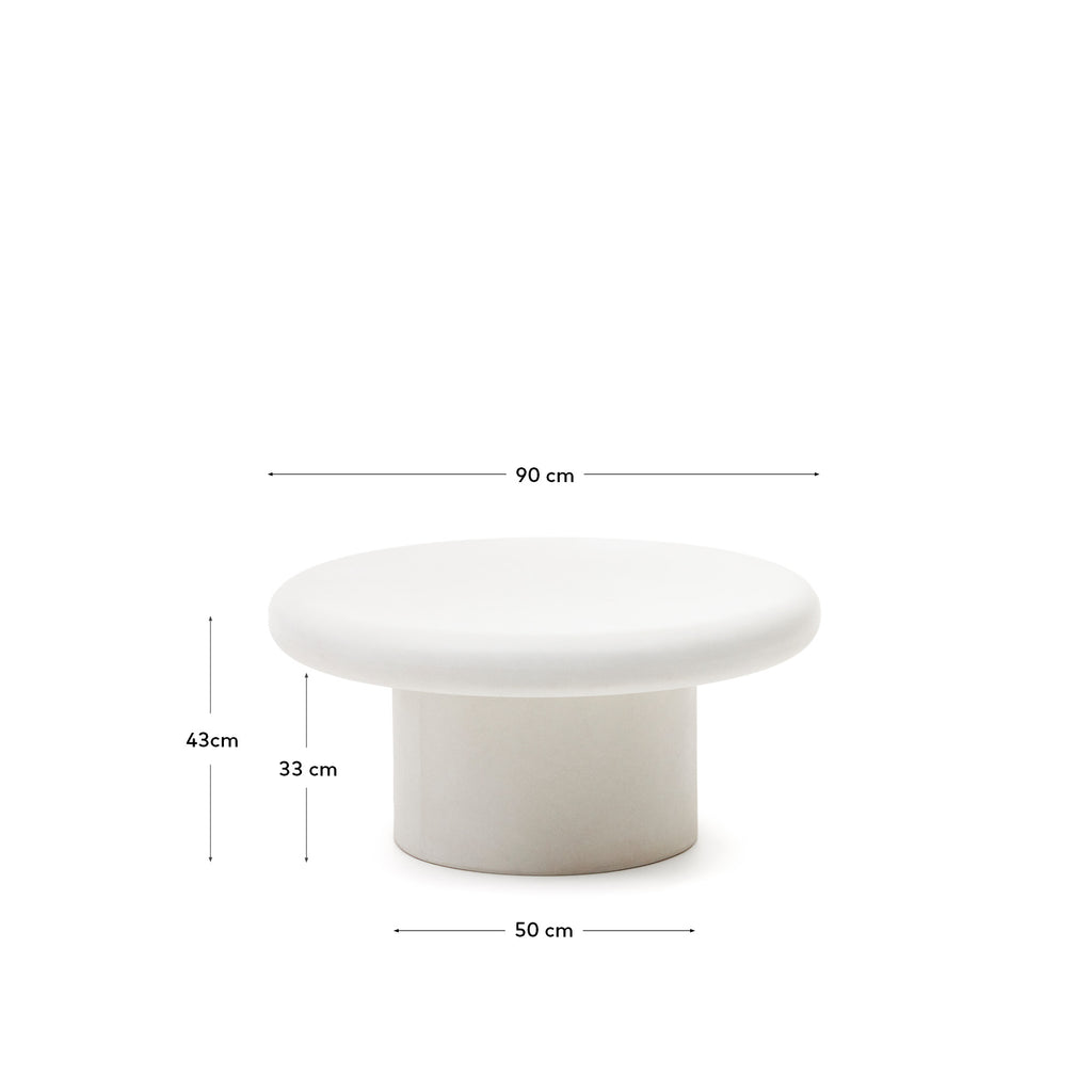 Table basse ronde Addaia en ciment blanc Ø90 cm