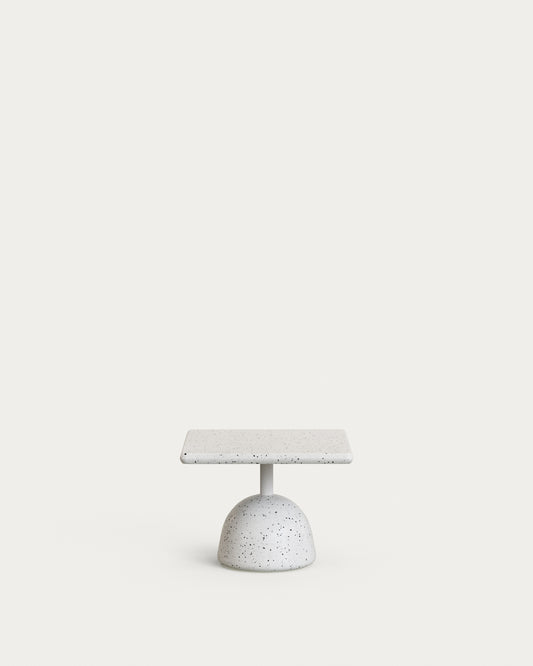 Table basse Saura en terrazzo blanc avec un plateau en terrazzo blanc 32 x 48 x 48