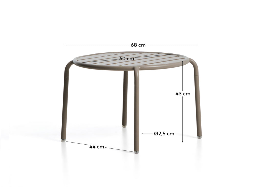 Table auxiliaire d’extérieur Joncols en aluminium avec finition peinte taupe Ø 60 cm