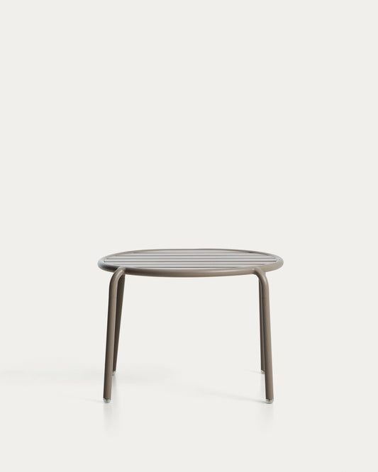 Table auxiliaire d’extérieur Joncols en aluminium avec finition peinte taupe Ø 60 cm