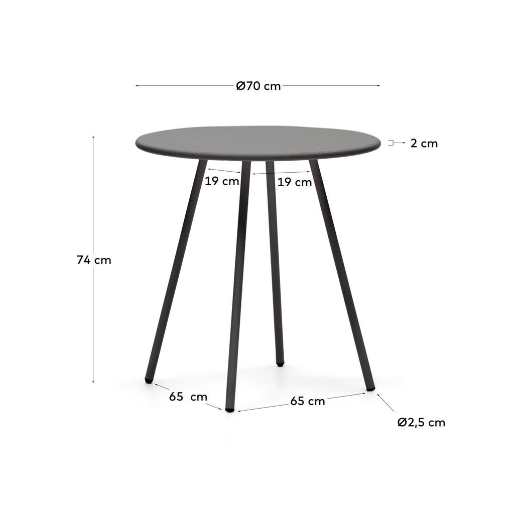 Table ronde de jardin Montjoi en acier finition grise Ø 70 cm