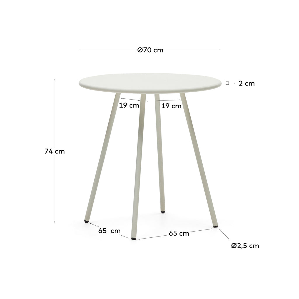 Table ronde de jardin Montjoi en acier finition blanche Ø 70 cm
