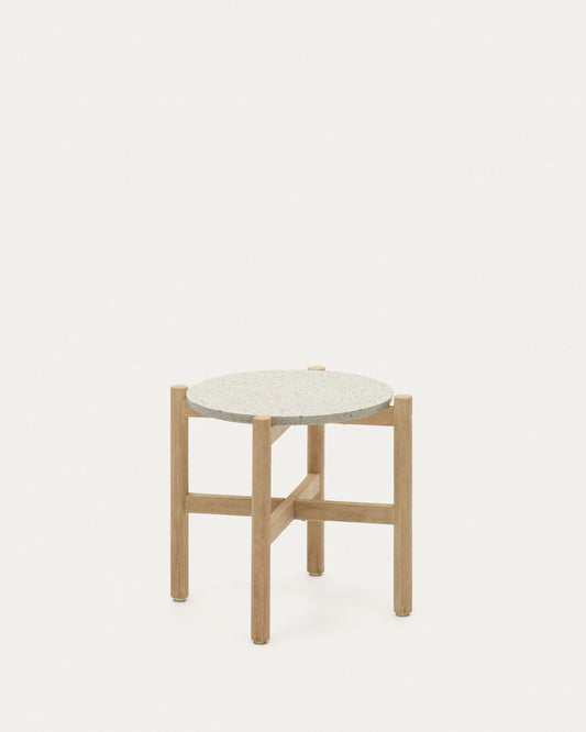 Table d'appoint Pola en ciment et bois d'eucalyptus Ø 50 cm FSC