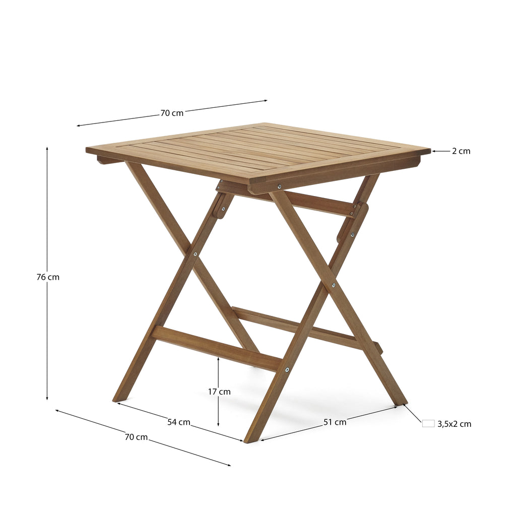 Sadirar folding outdoor table made from solid acacia wood, 70 x 70 cm FSC 100%