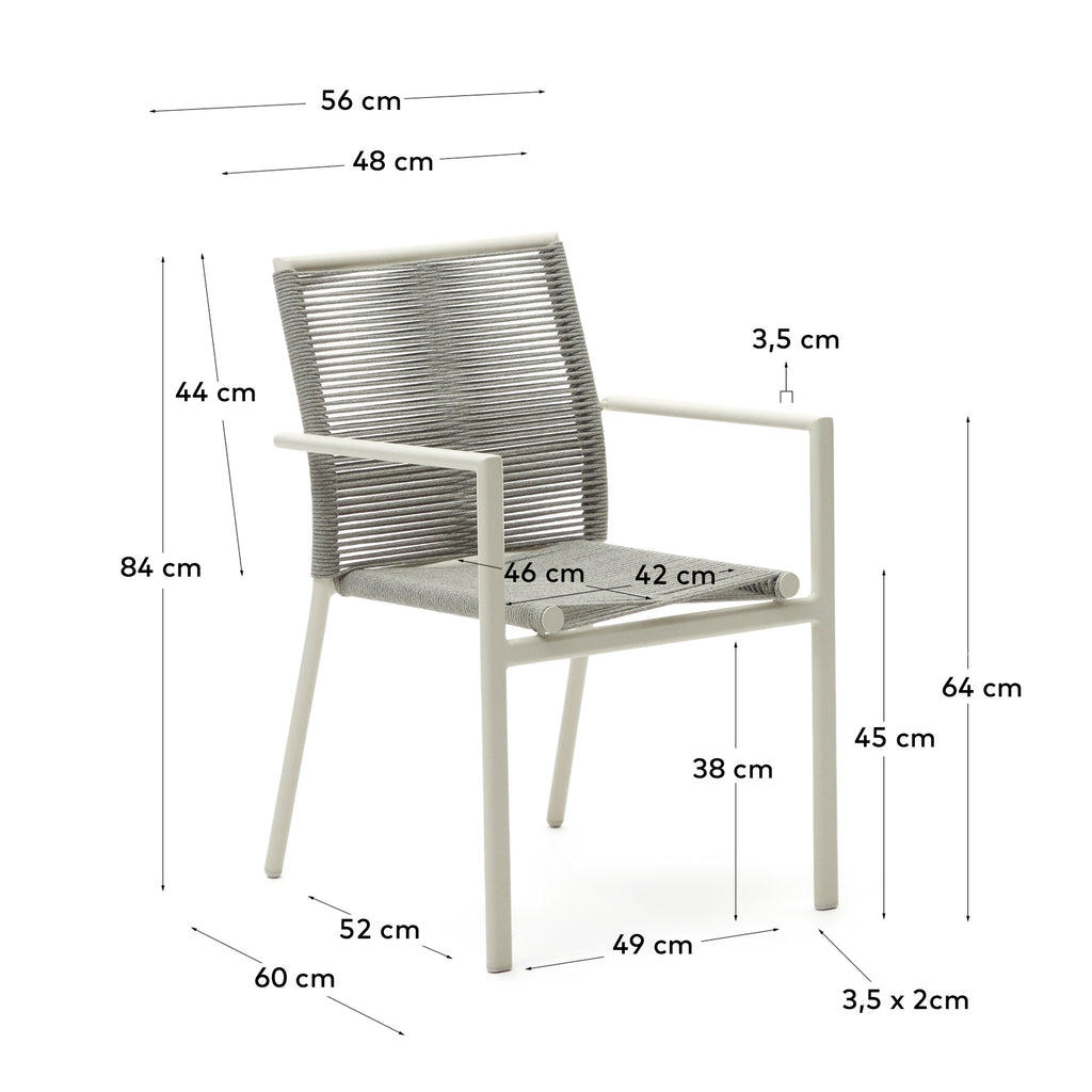 Chaise de jardin Culip en corde et aluminium blanc