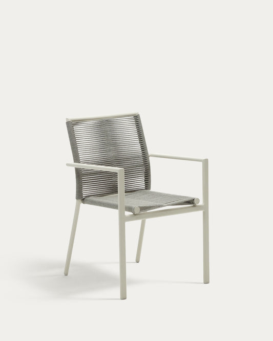 Chaise empilable d’extérieur Culip en corde et aluminium blanc