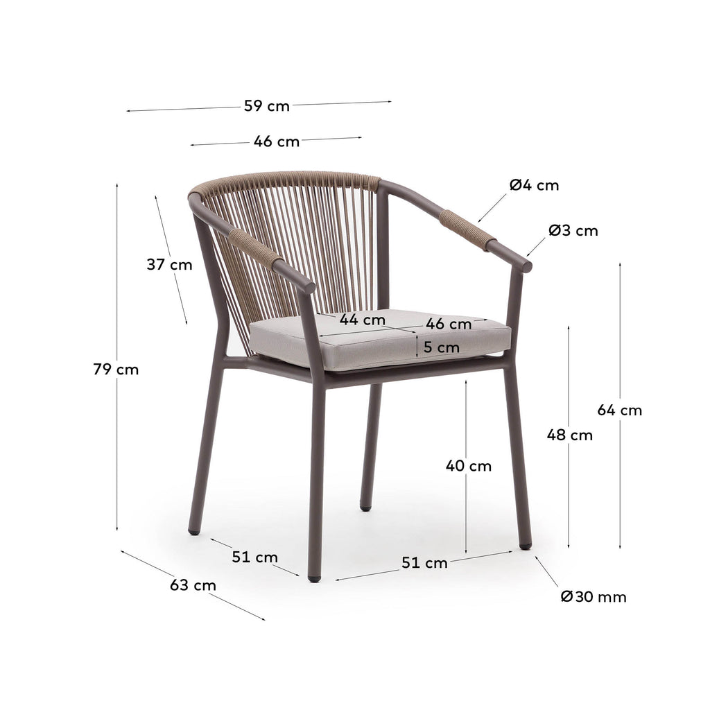Chaise de jardin Xelida en aluminium et corde marron