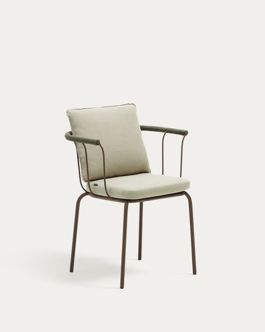 Chaise empilable Salguer en corde et acier finition peinte marron