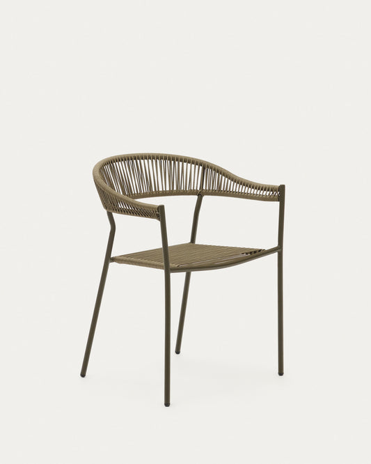 Chaise de jardin Futadera en corde synthétique verte et acier peint vert