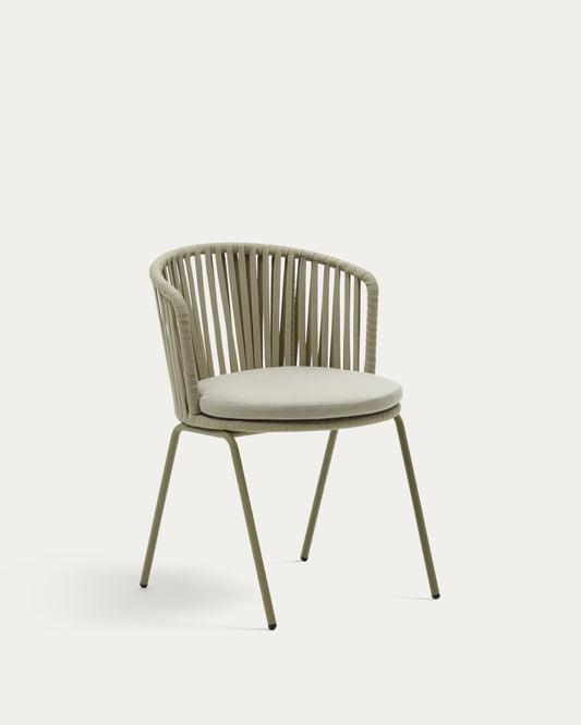 Chaise d'extérieur Saconca en corde et acier galvanisé vert