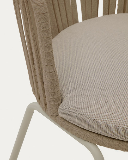 Chaise d'extérieur Saconca en corde et acier galvanisé beige