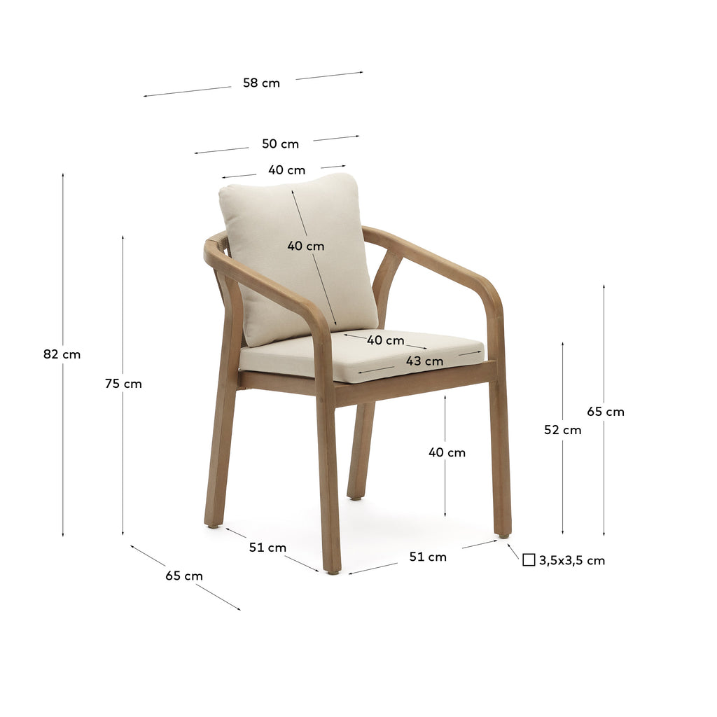 Chaise Malaret en bois d'eucalyptus et corde beige FSC