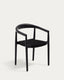 Chaise empilable d’extérieur Ydalia en bois massif de teck finition noire et corde noire