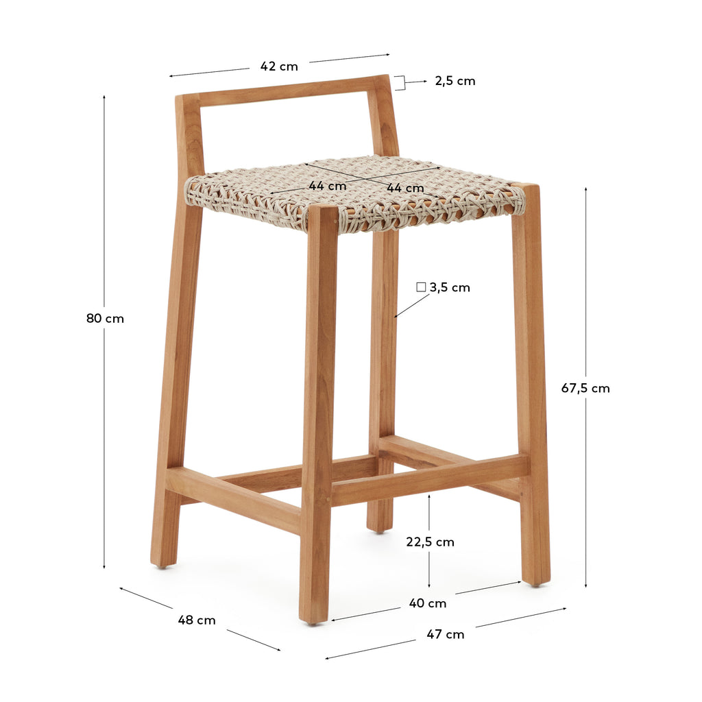 Tabouret Giverola en bois de teck 67,5 cm