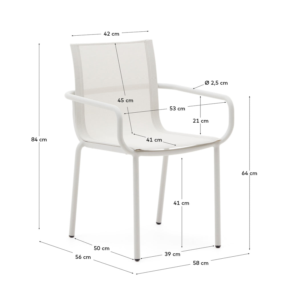 Galdana stackable outdoor chair in aluminium with light grey painted finish