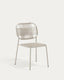 Chaise empilable d’extérieur Talaier en corde synthétique et acier galvanisé finition beige