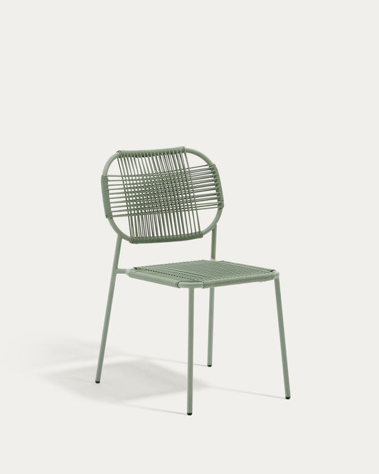 Chaise empilable d’extérieur Talaier en corde synthétique et acier galvanisé finition turquoise