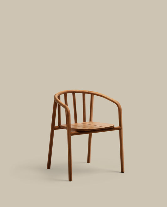 Chaise empilable d’extérieur Turqueta en bois massif de teck FSC 100 %