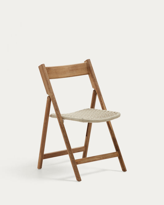 Chaise pliante Dandara bois d' acacia et structure acier avec corde blanc FSC 100 %