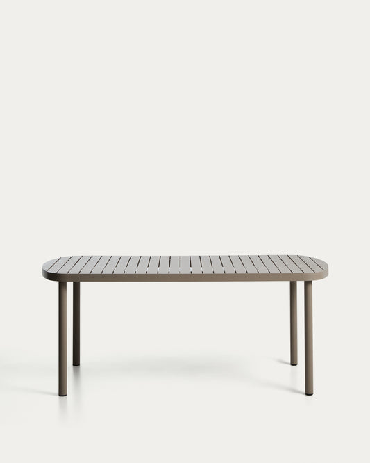 Table d’extérieur Joncols en aluminium avec finition peinte taupe 180 x 90 cm