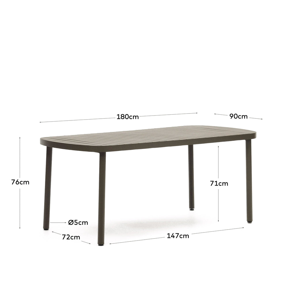 Table de jardin Joncols en aluminium finition peinture verte 180 x 90 cm