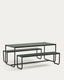 Sotil Set of 2 Benches and Galvanized Steel Table with Green Finish 183 x 83 cm