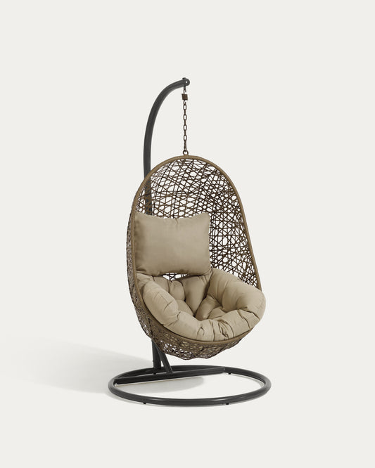 Hanging armchair with dark grey Florina brown feet