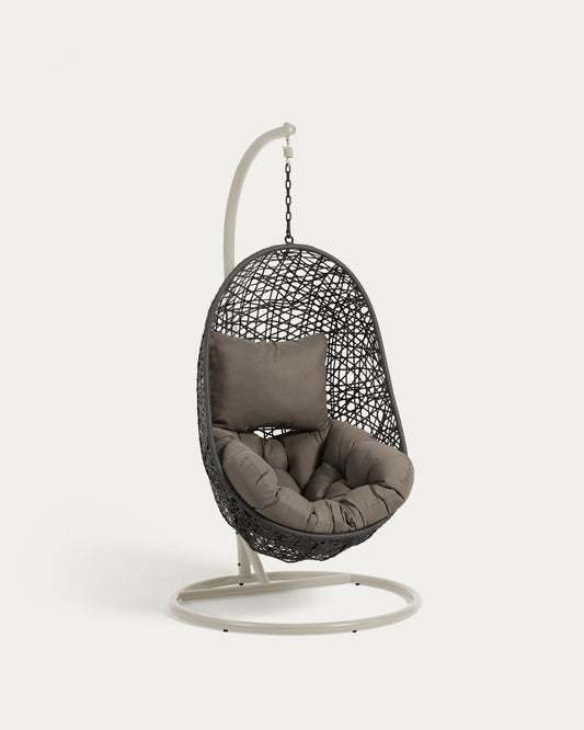 Pendant armchair with light grey Florina dark grey base